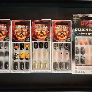5 Pc Kiss ImPress Press-on Nails Limited Edition Halloween Theme Glow in the Dar